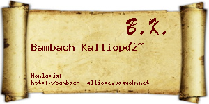 Bambach Kalliopé névjegykártya